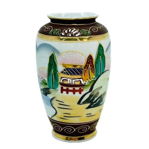 Other - Vintage Fine Porcelain Moriage Vase Hand Painted Layered Enamel Gold Trim Japan